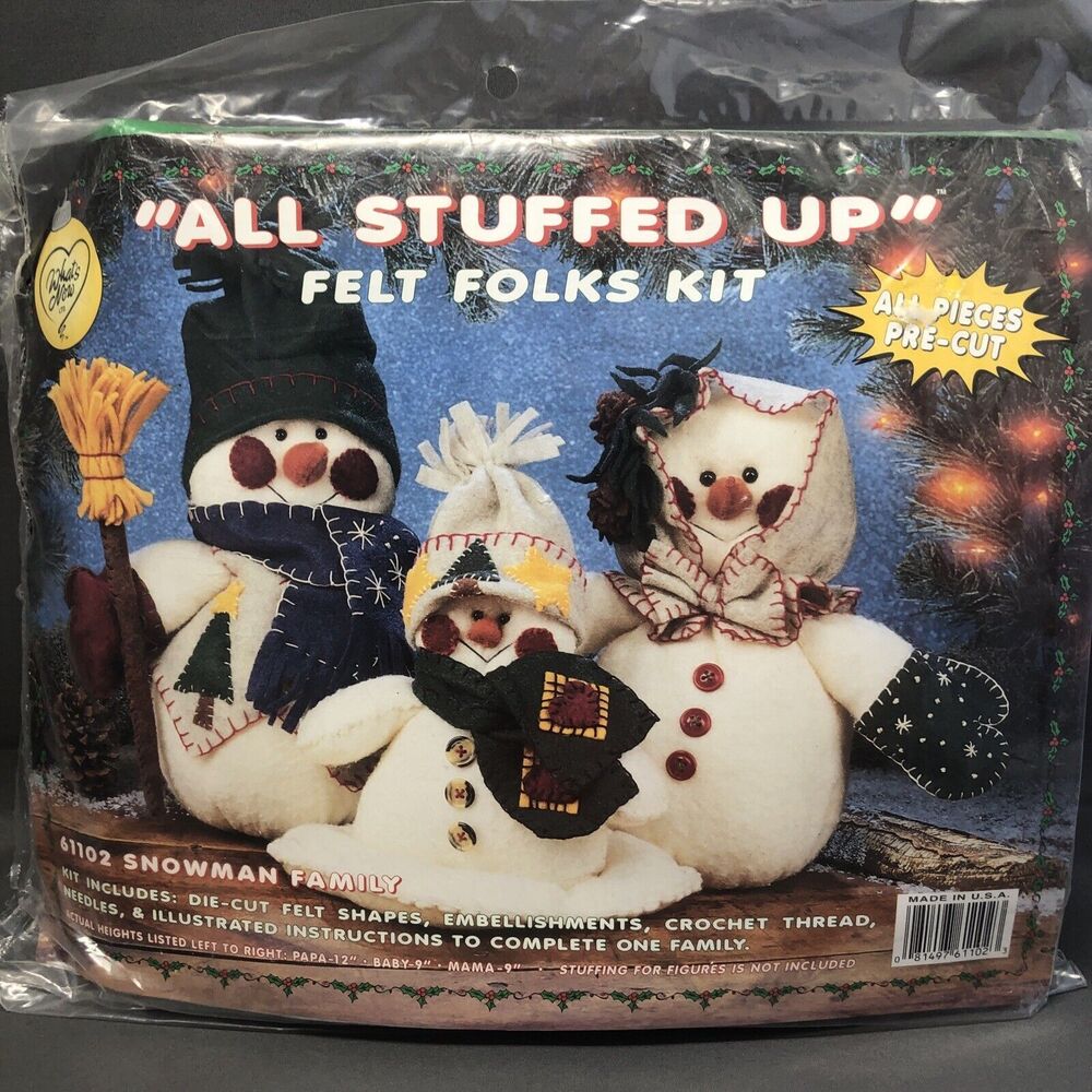 All Stuffed Up" Felt Folks Kit 61102 Snowman Family New In Original Packaging